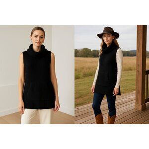 Two by Vince Camuto Women’s Black Knit Sweater Vest S Minimalist Coastal Cowgirl
